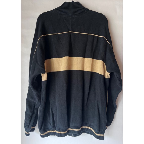 Eddie Bauer Mens Blue Tan Stripe Full Zip Knit Sweater Jacket XL Cotton - Picture 4 of 9